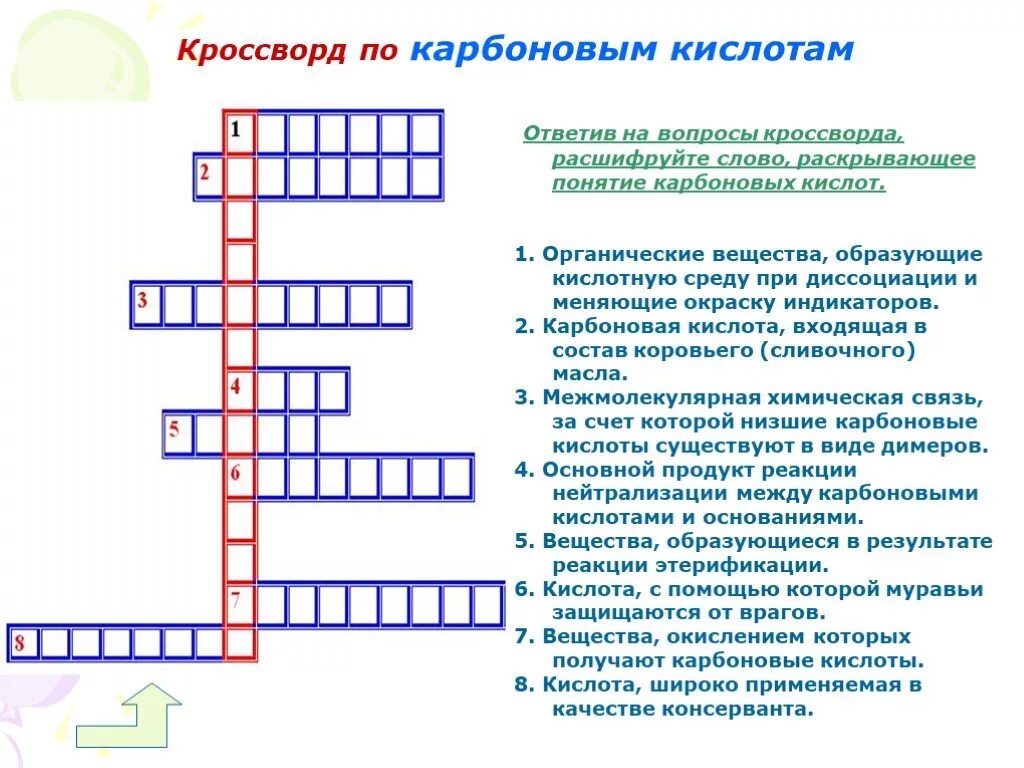 Вопросы по химии 8 класс кроссворд. Кроссворд по химии. Кроссворд на тему карбоновые кислоты. Кроссворд на тему кислоты. Кроссворд по хиия.