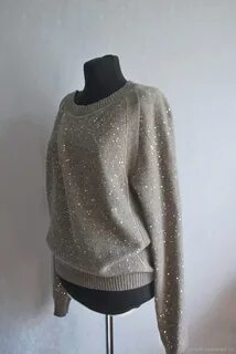 Джемпер с пайетками спицами женский