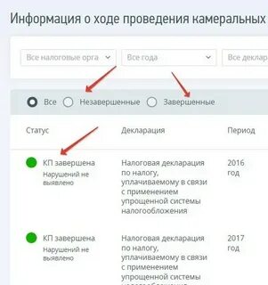 Камеральная проверка статус завершена