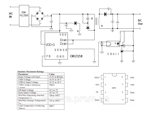 OB2263MP ШИМ-контроллер 40-120 кГц SOT23-6 купить OB2263