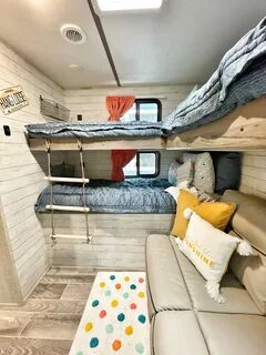 Camper travel trailer bunk room camping hacks camper decor happy campers be...