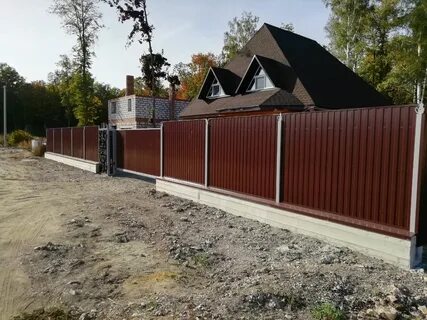 Заборы из профнастила фотогалерея для частного дома