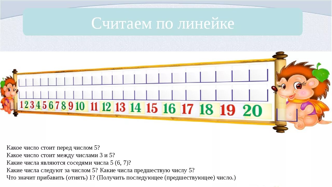 Какое число стоит перед числом 7. Числовая линейка. Числовая линейка для дошкольников. Счет по линейке. Математическая линейка для дошкольников.