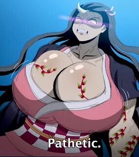 nezuko, demon slayer, kimetsu no yaiba, blue background, meme, text, aged u...