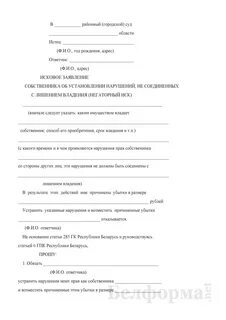 Пример негаторного иска