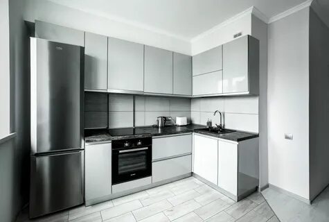 Угловая кухня серых тонов