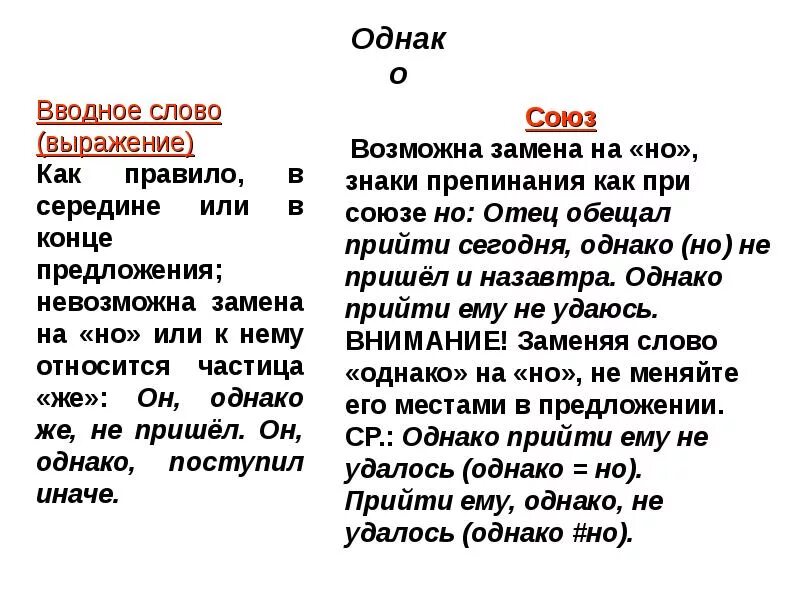 Однако является вводным