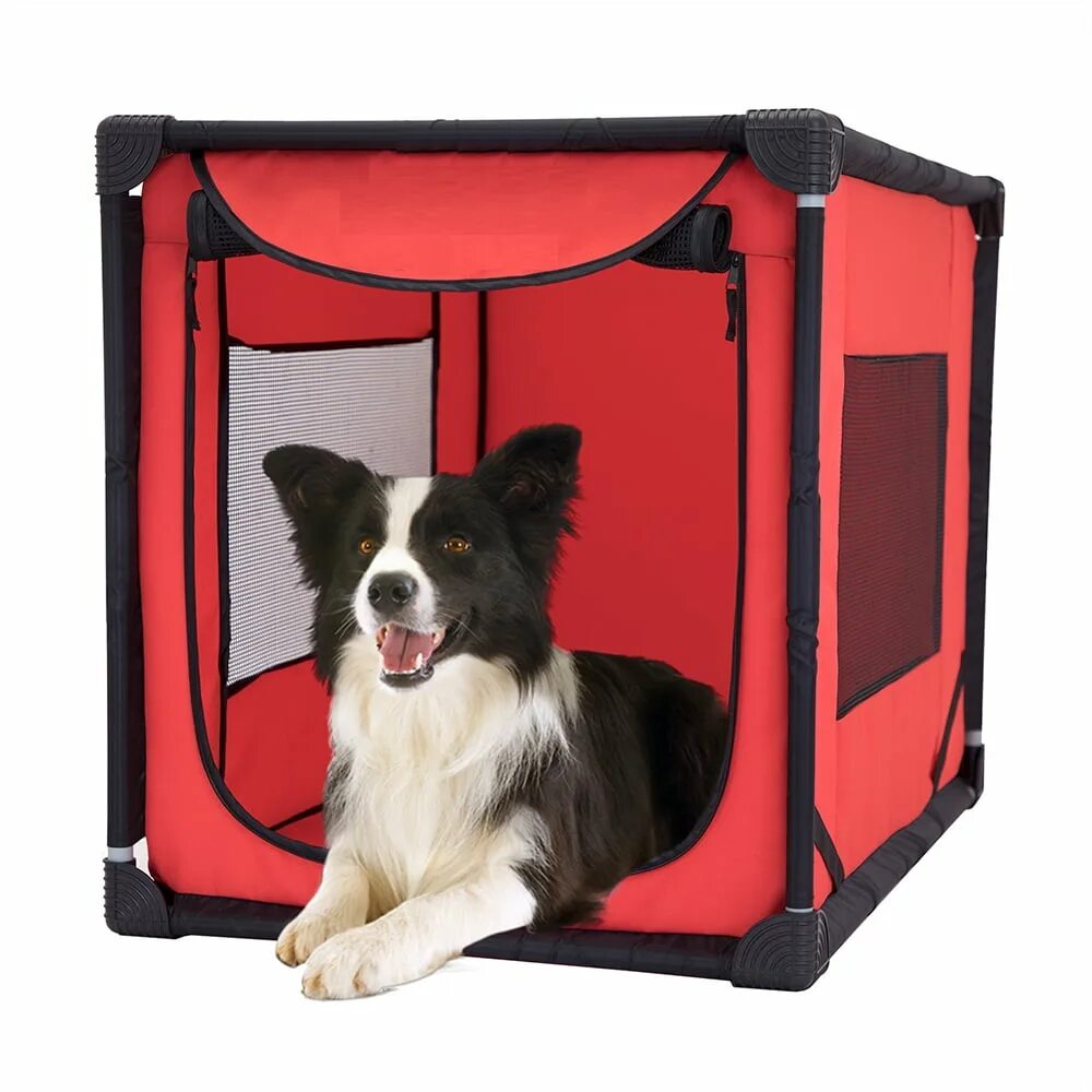 Мягкая клетка для собак. Переносная будка кафе. Клетка для собак show Tech easy Crate travelling.
