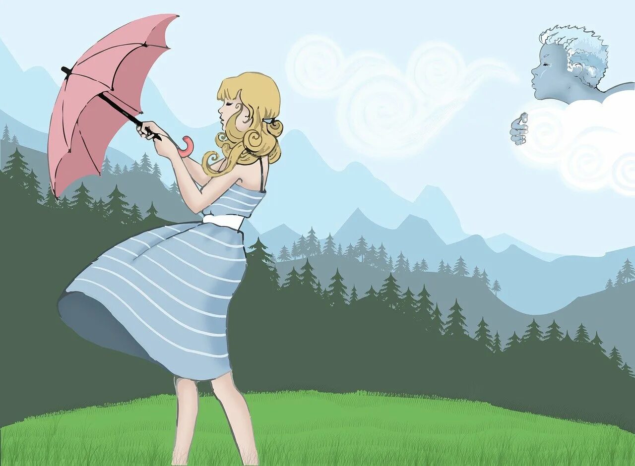 Девочка с зонтом. Девушка с зонтиком. Девочка - ветер. Девочка с зонтиком и сильный ветер.