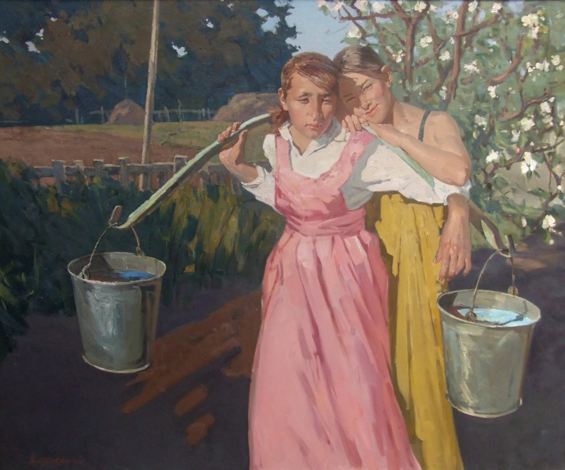 Коромысло в живописи. Девица с коромыслом. Красивая девушка с коромыслом. Девушка с ведром. «водосвятие» федот сычков.