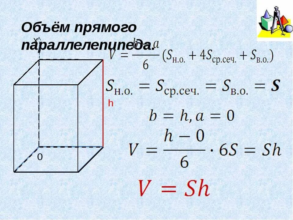 Площадь полной поверхности полного параллелепипеда равна 136. Объем прямого параллелепипеда. Площадь поверхности параллелепипеда. Прямой параллелепипед формулы. Площадь параллелепипеда формула.