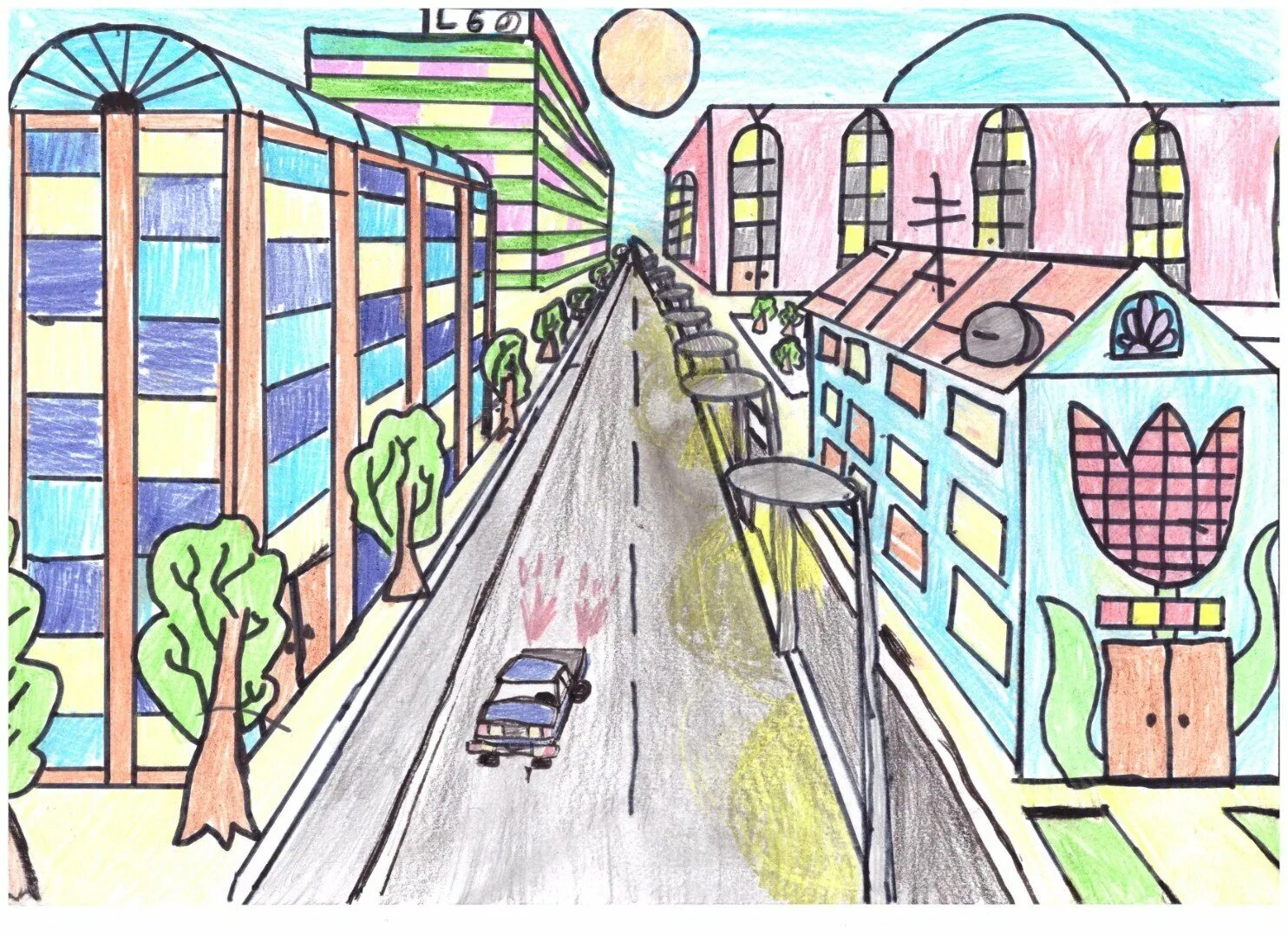 Нарисовать рисунок улицы
