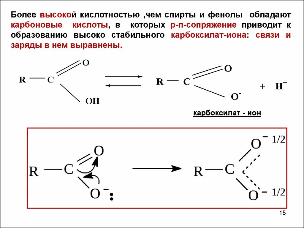 Мезомерный эффект в карбоновых кислотах. Мезомерный эффект в карбоксильной. Электронное строение карбоксилат Иона. Приведите электронное строение карбоксилат Иона.