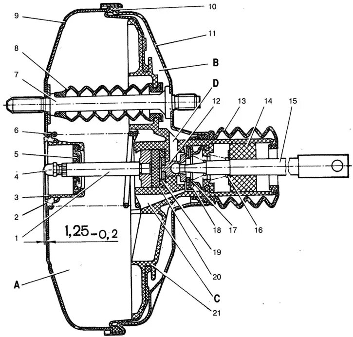 Принцип вакуумного усилителя тормозов. Вакуумный усилитель ВАЗ-2110 чертёж. Чертеж вакуумного усилителя тормозов ВАЗ 2110. Вакуумный усилитель ВАЗ 2108 чертеж. Вакуумный усилитель тормозов ВАЗ 2110 схема.
