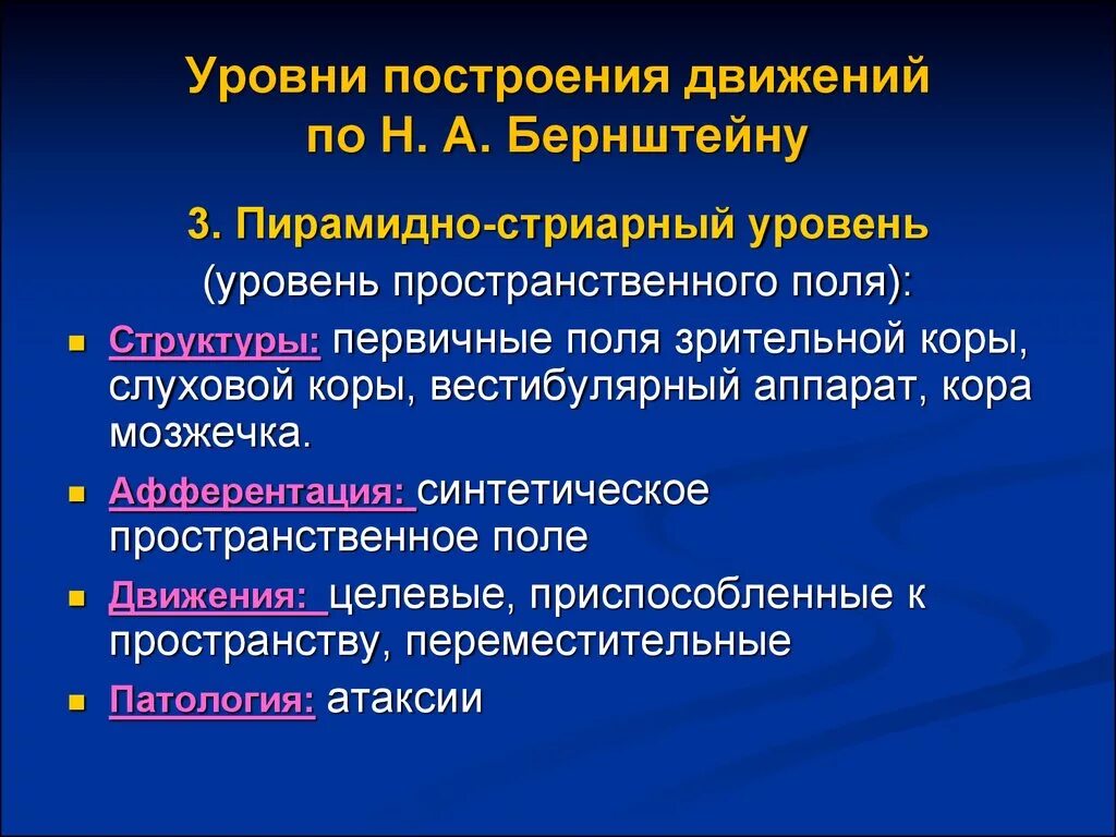 Функциональные уровни организации движений по н.а. Бернштейну. Построение движений по Бернштейну. Уровни движения по Бернштейну. Уровни построения движений. Активное передвижение характерно для