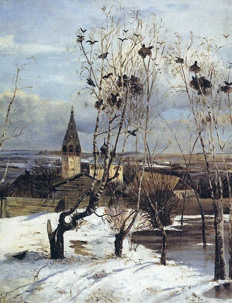 Весенний пейзаж в произведениях писателей. Саврасов Грачи прилетели 1871.