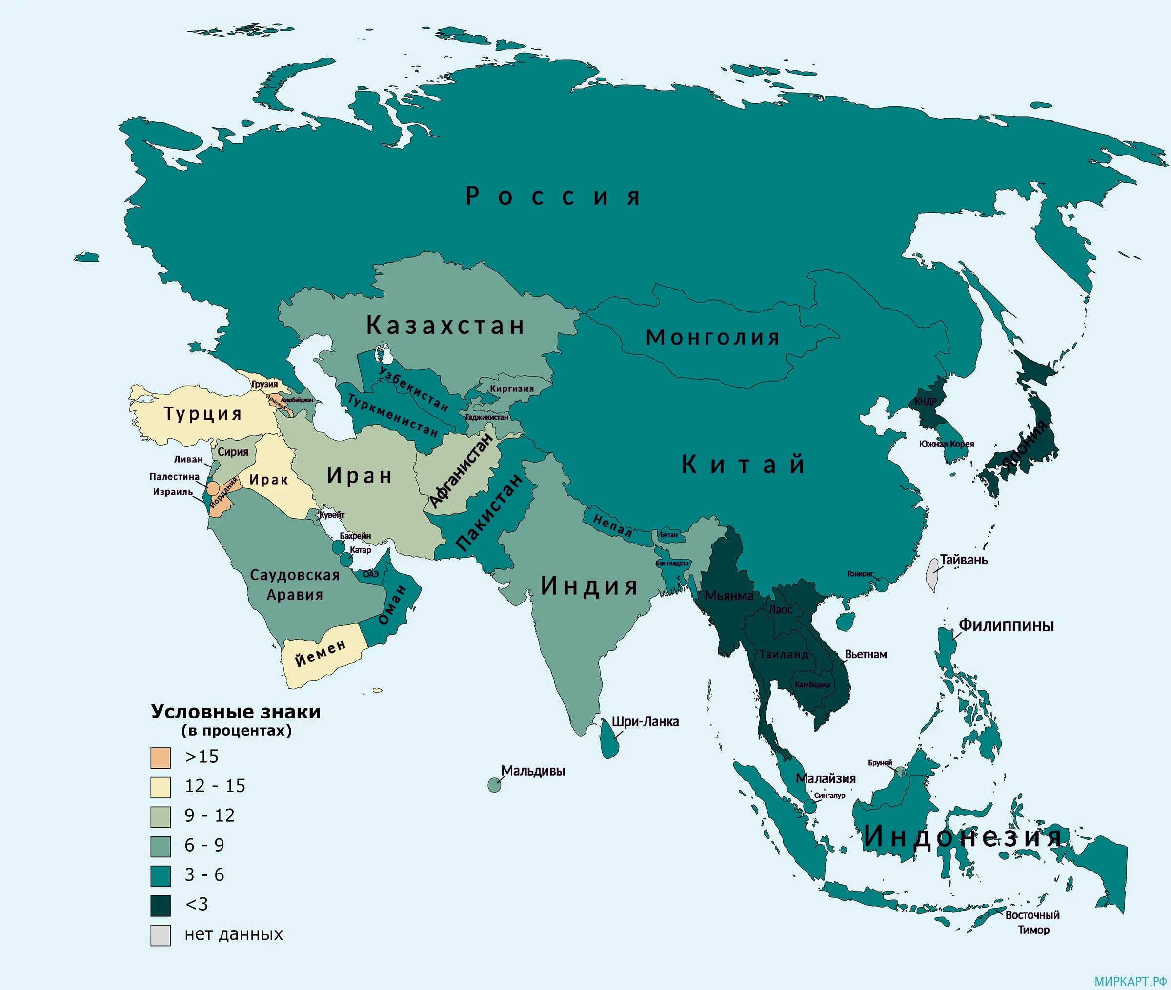 Карта Азии со странами. Государства Азии на карте. Азия на карте мир.
