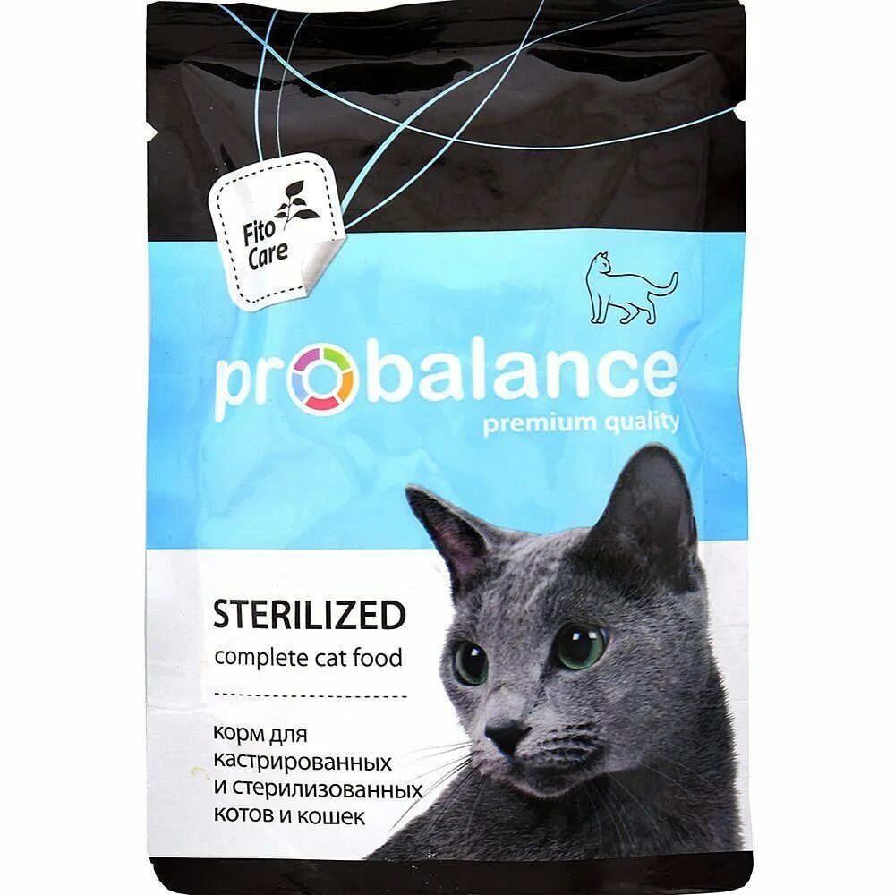 PROBALANCE Sterilized для стерилиз.кошек / кастр. Котов, пауч 85 гр. Корм ПРОБАЛАНС для кастрированных котов. PROBALANCE корм для котят пауч. PROBALANCE корм для кошек стерилизованных.