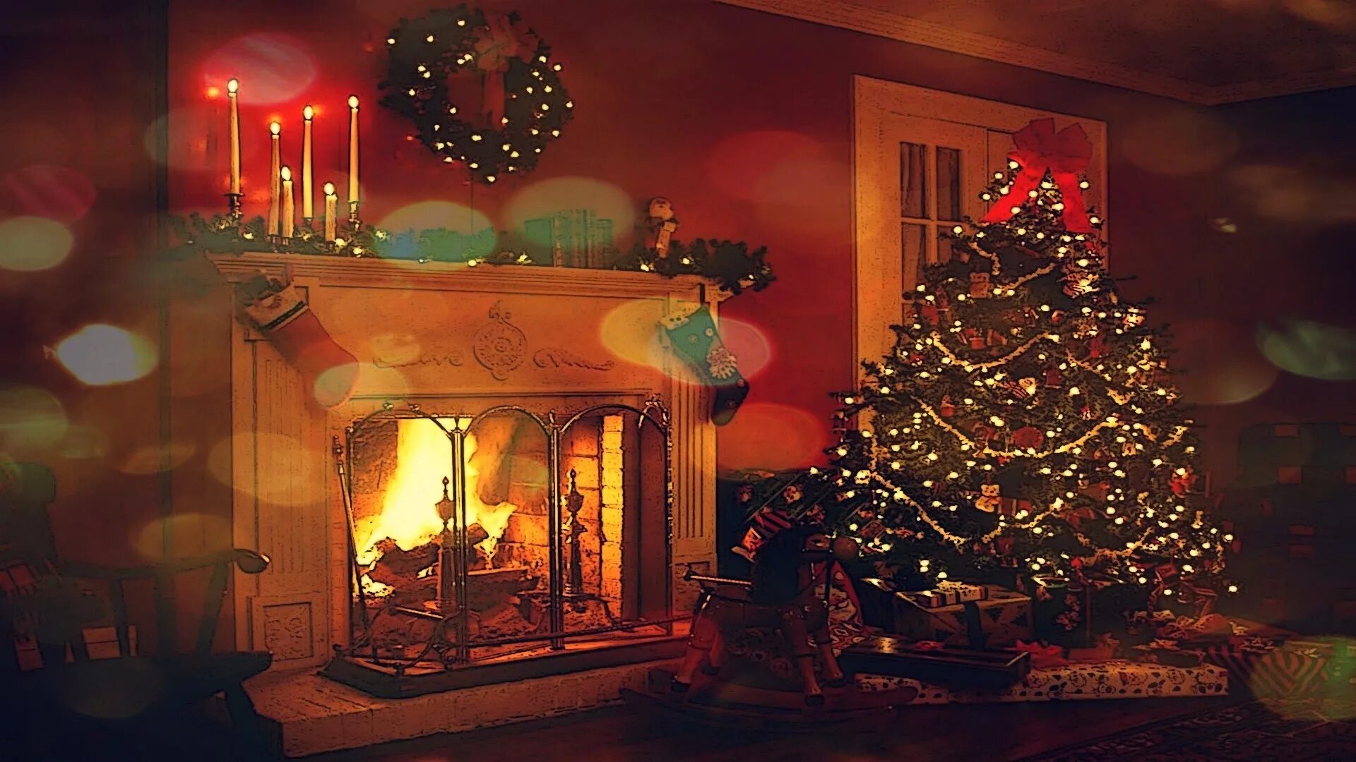 Новогодняя комната. Новогодний уют в доме. Новогодняя комната с камином. Рождество у камина. Новогодняя комната.