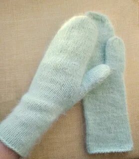 Вяжем варежки из пуха норки