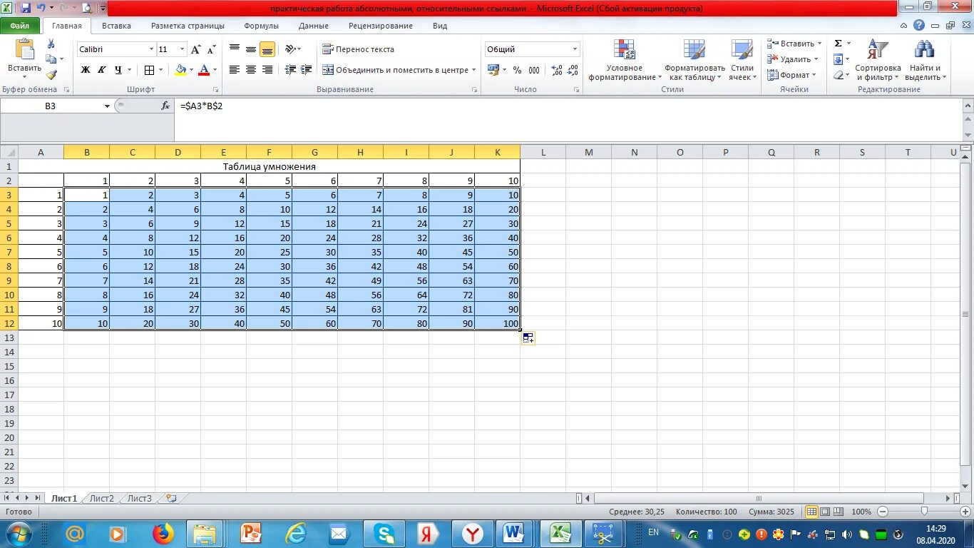 Нестандартные таблицы. Переименуйте лист 1 на таблицу. Смешанные ссылки в excel таблица умножения. Преобразование формул при копировании. Практическая работа таблица умножения в excel.