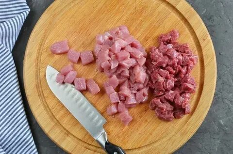 Нарезка мяса кубиками