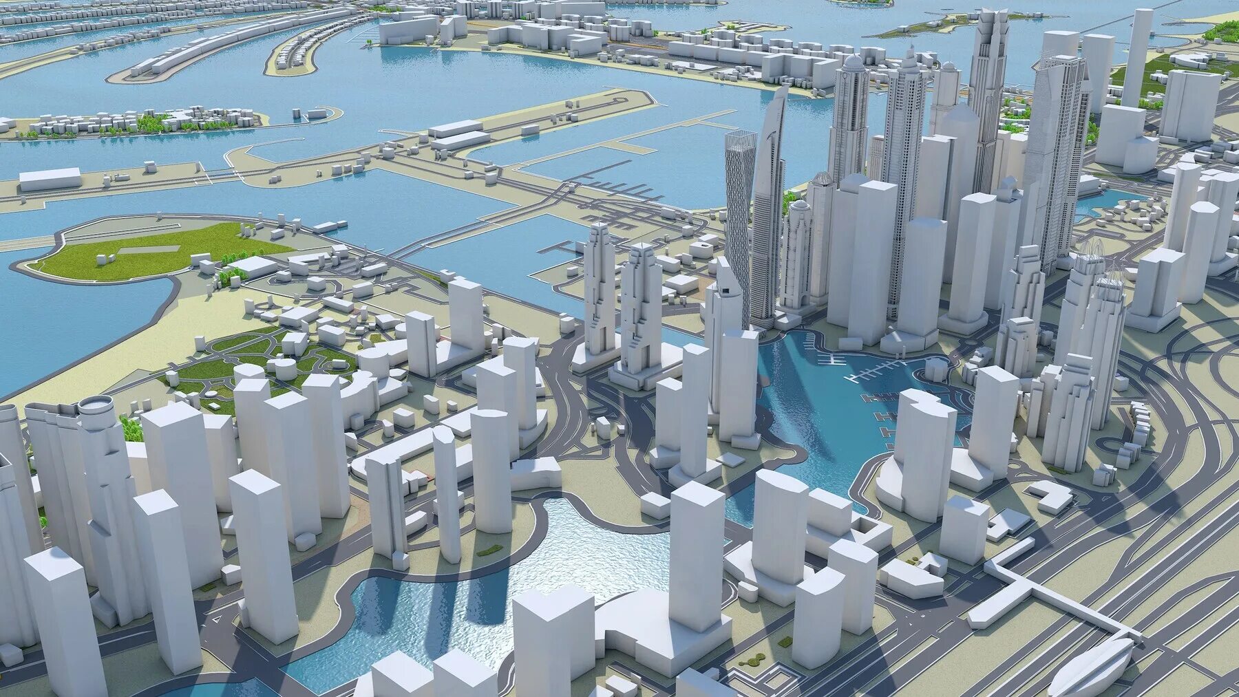 Dubai City 3d model. Макет Дубая. 3d модель городок со всей инфраструктурой.