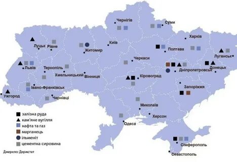 Карта природных ископаемых украины
