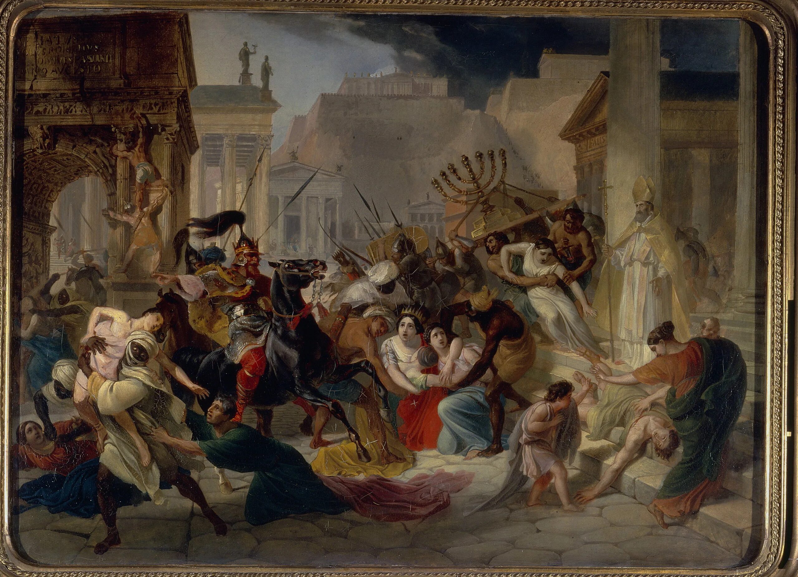 Захват рима год. Брюллов Нашествие Гензериха на Рим картина. Взятие Рима готами 410. Брюллов падение Рима.