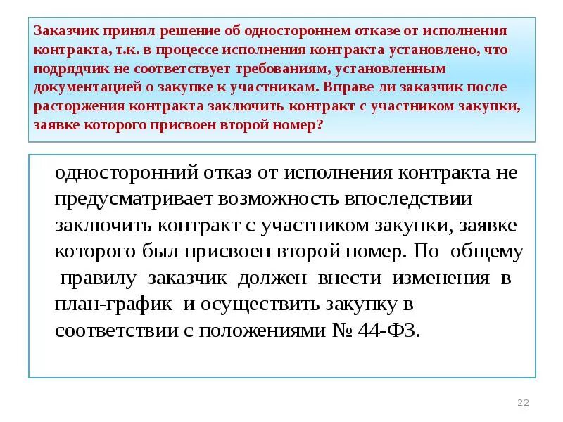 Односторонний отказ от исполнения контракта исполнителем. Решение о расторжении контракта образец. Заказчик не вправе отменить закупку,. Образец решения заказчика о закупке по 44 ФЗ. Письмо уведомление второго участника закупки.