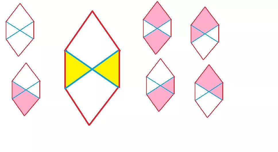 2 треугольника 1 прямоугольник и 2 пятиугольника