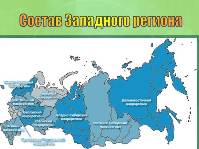Карта россии с делением на федеральные округа. Федеральные округа россии западный макрорегион. Центральные и западные регионы страны. Федеральные округа и экономические районы россии на карте. Деление россии по федеральным округам карта.