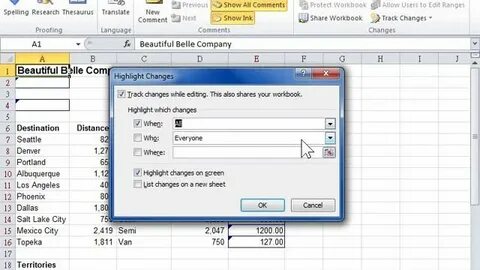 История файлов excel