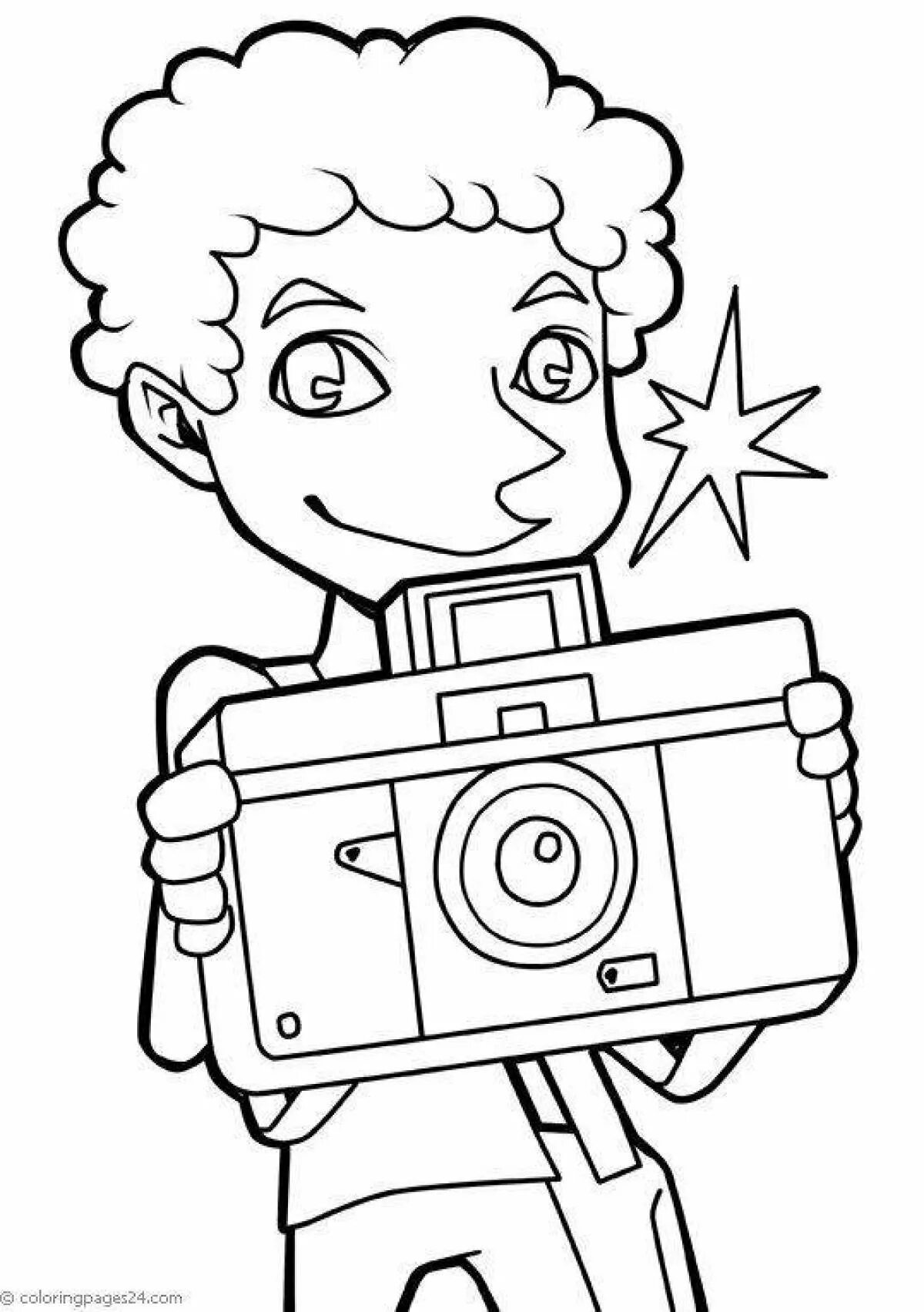 Камера мен раскраска для детей распечатать бесплатно TV Camera Doodle, a hand drawn vector doodle illustration of a TV camera for pro
