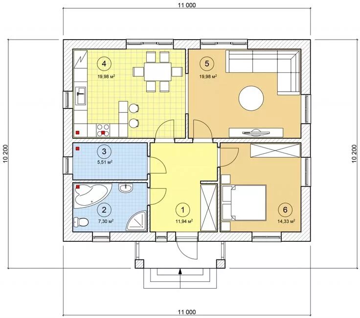 Каркасный дом 7х12 Фаворит 70-1С - проект и цены в СПб Рубус Дом, Планировка дом