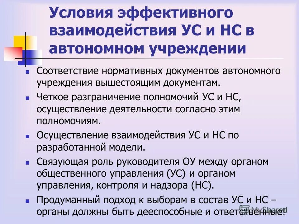 Учреждениям в соответствии с условиями