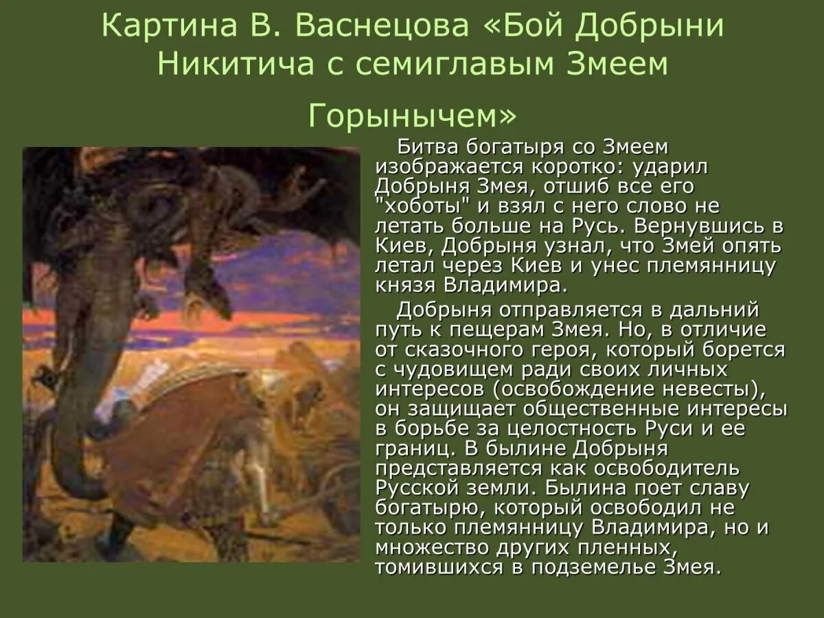 Читать былину про добрыню и змея