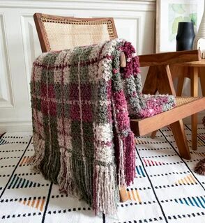 Plaid blanket crochet pattern