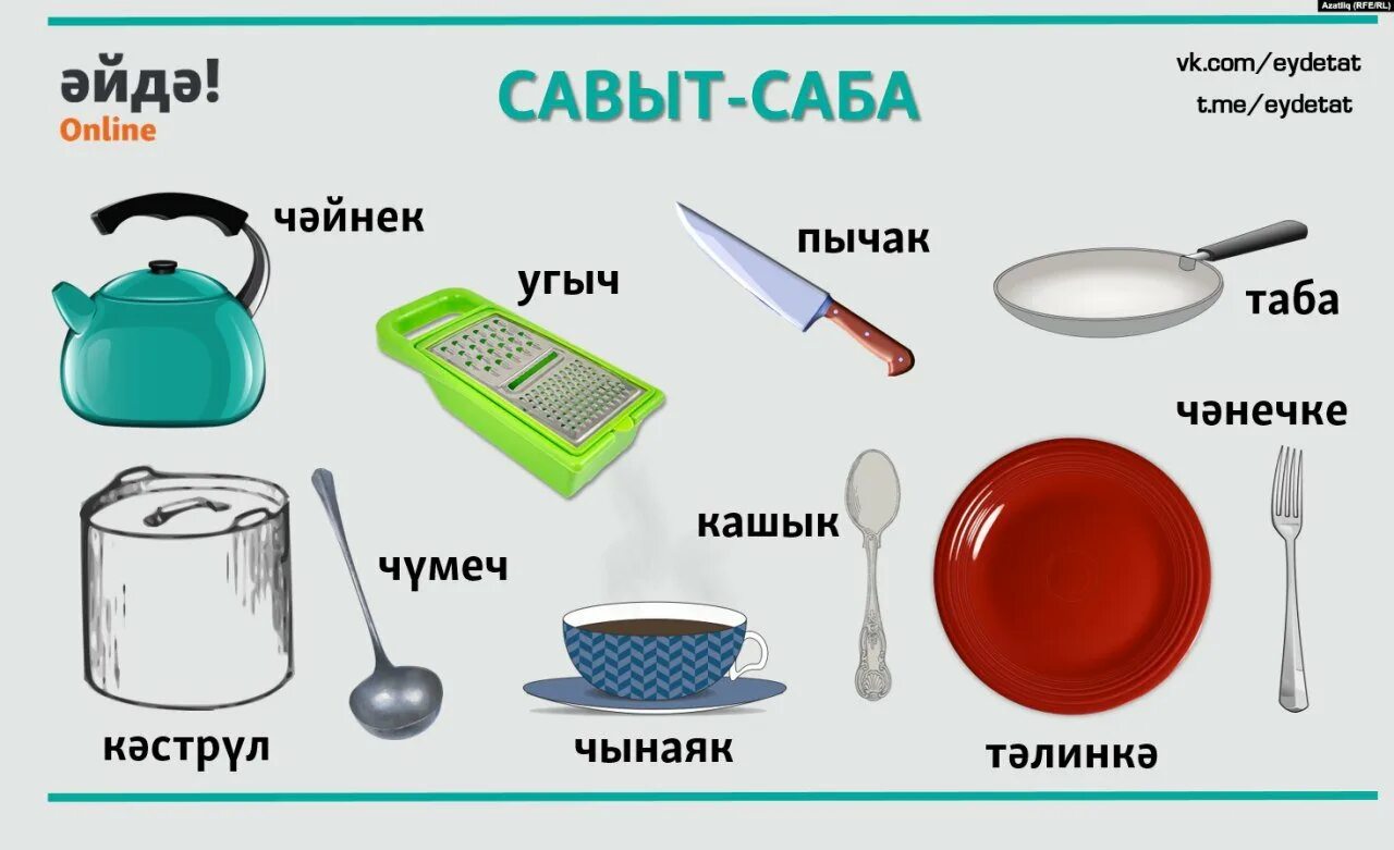 Кухонная посуда для детей с названиями. Посуда по татарски. Карточки кухонная посуда. Карточки с изображением посуды.