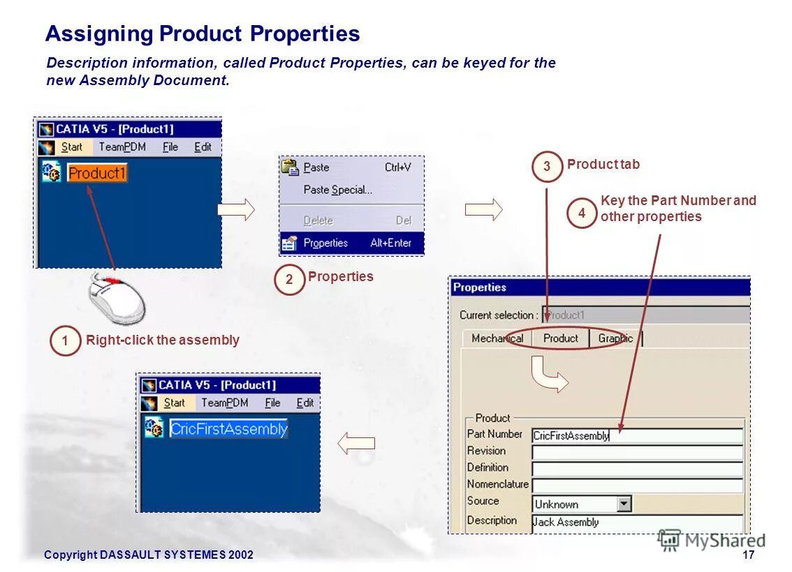 Property assign. Product properties.