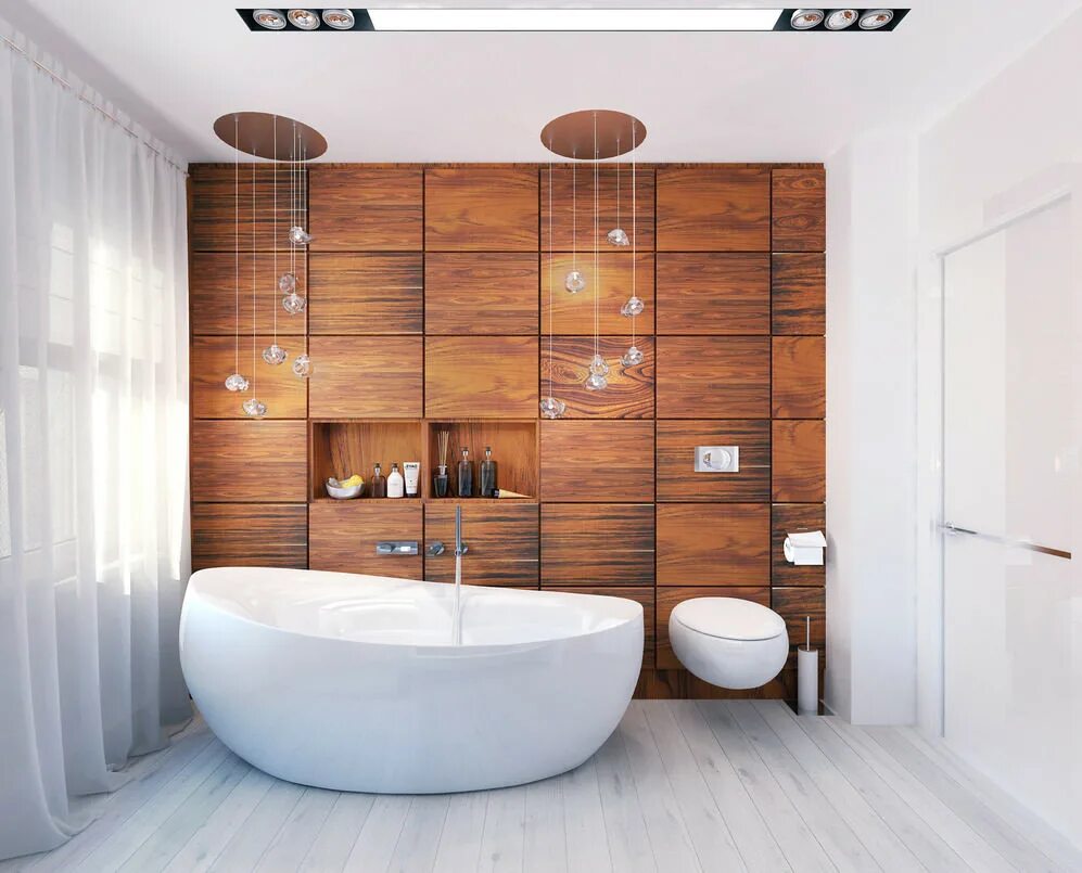 Панели дерево ванной. Ванная с деревом. Дерево в интерьере ванной комнаты. Дизайнерская ванная комната. Ванная комната с деревянными элементами.