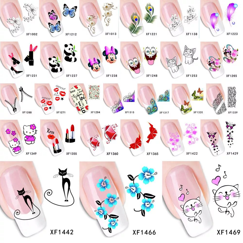 Названия дизайнов ногтей. Наклейки на ногти. Маникюр с наклейками. Стикеры для ногтей. Схемы рисования на ногтях.