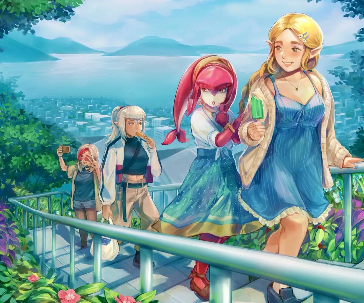 The legend of zelda purah. Princess Zelda and Mipha. Purah Зельда. Зельда Фея родника озера.