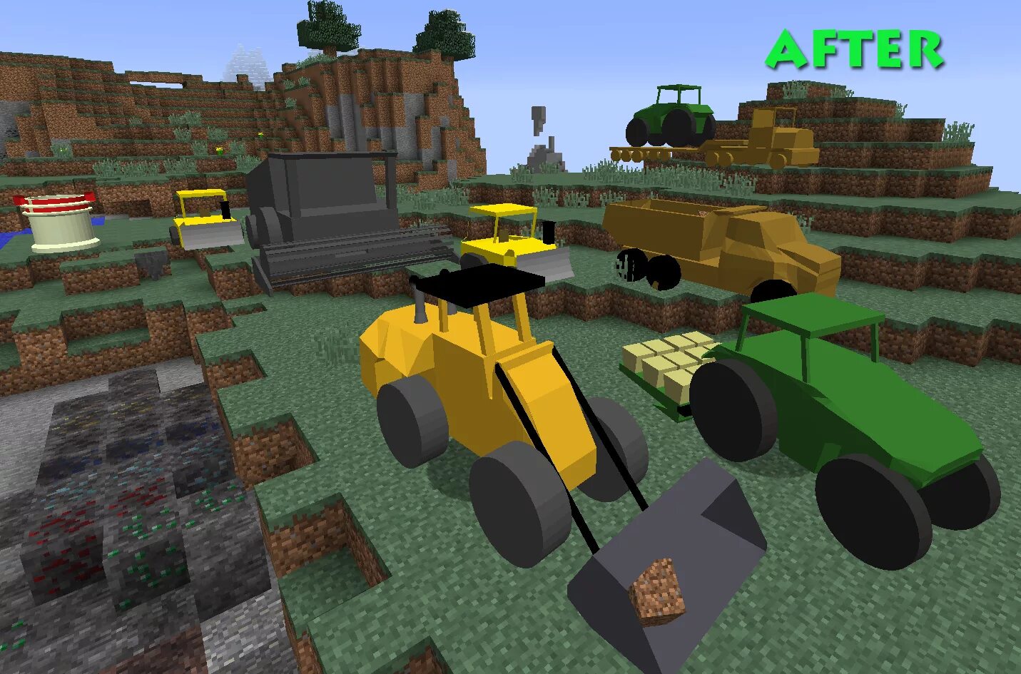 Мод на рабочую технику. Heavy_machinery_mod_1.12.2. мод на технику. мод на строительную технику. трактор майнкрафт.
