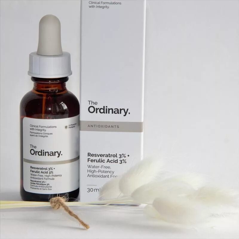 Феруловая кислота в косметике. The ordinary антиоксидантная сыворотка Resveratrol. Resveratrol 3% + Ferulic acid 3%. Феруловая кислота сыворотка Ординари. The ordinary Resveratrol Serum 3% + Ferulic acid 3%.