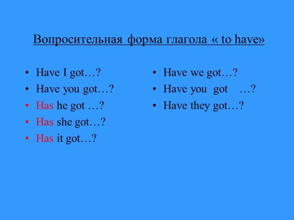 Have got has got вопросительная форма. Have got has got отрицательная форма. Have has got сокращенная форма. Have has got отрицательная форма. Have has did в вопросительных предложениях