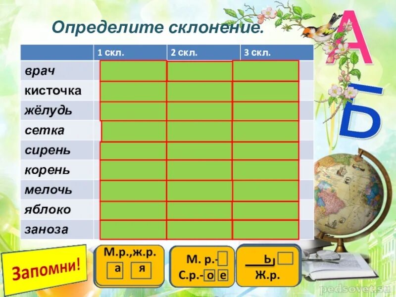 Склонение имен существительных задания. Определи склонение. Задания определи склонение имен существительных. Задание на склонение существительных для 4 класса.