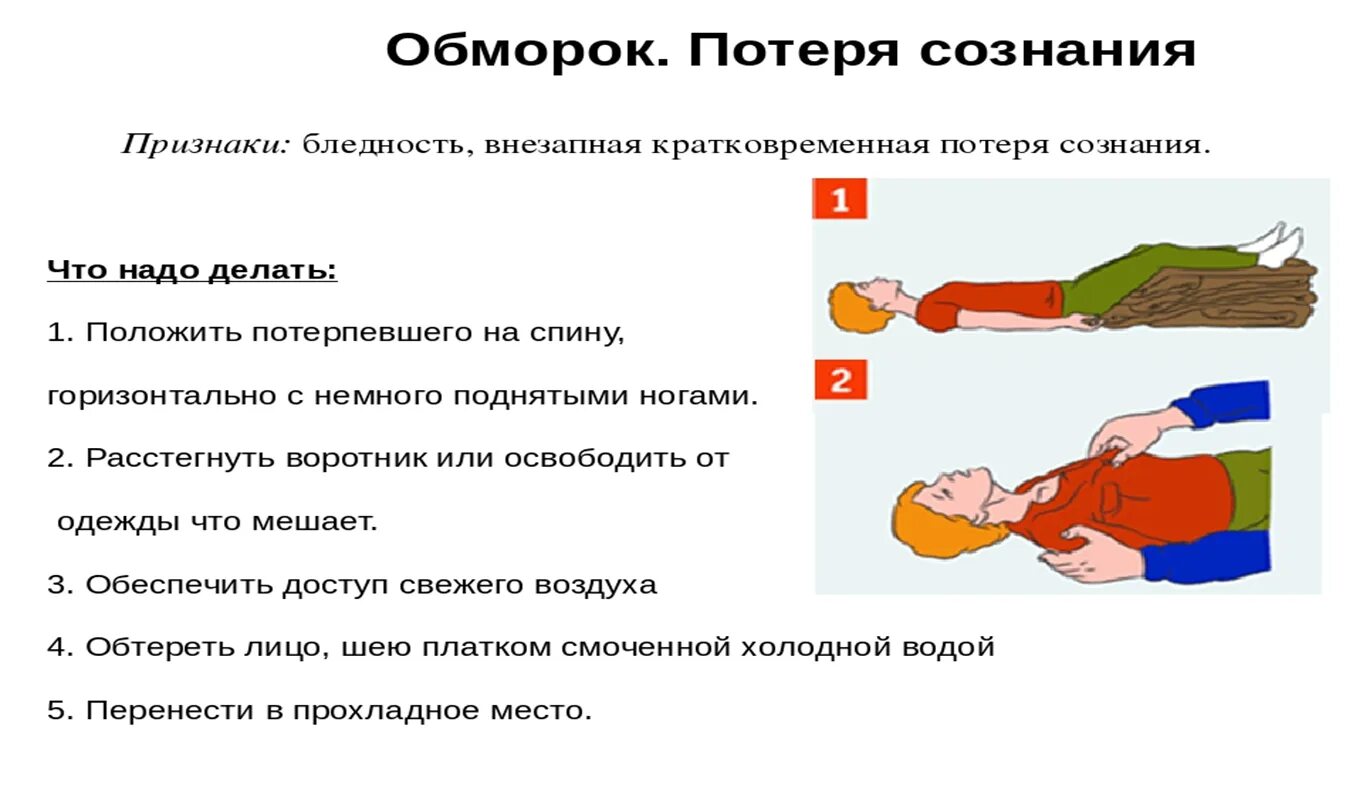 Первая помощь при обмороке и потере сознания. Первая помощь при обмороке и потере сознания