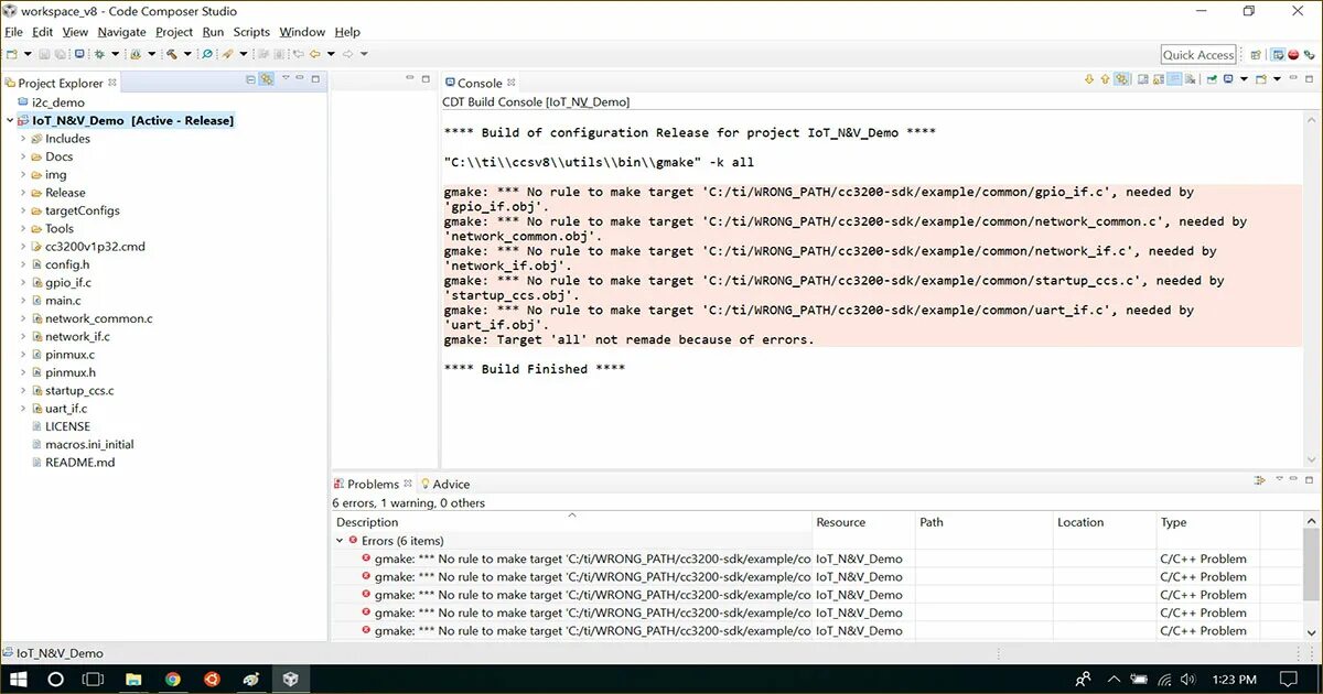 No rule to make target. Code composer studio. sdk примеры. gnu make.