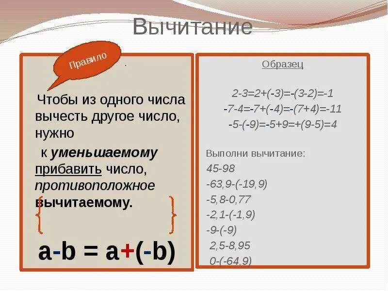 Рациональные числа конспект. Конспект по математике рациональные числа. Чтобы из числа вычесть другое число противоположное одного. Опорные конспекты по теме действия с рациональными числами.